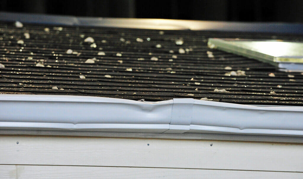Gutter Damaged By Hail Storm